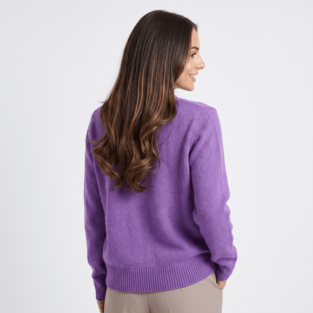 Leila V-Neck Soft Knit Cardigan – Heart Button Topper
