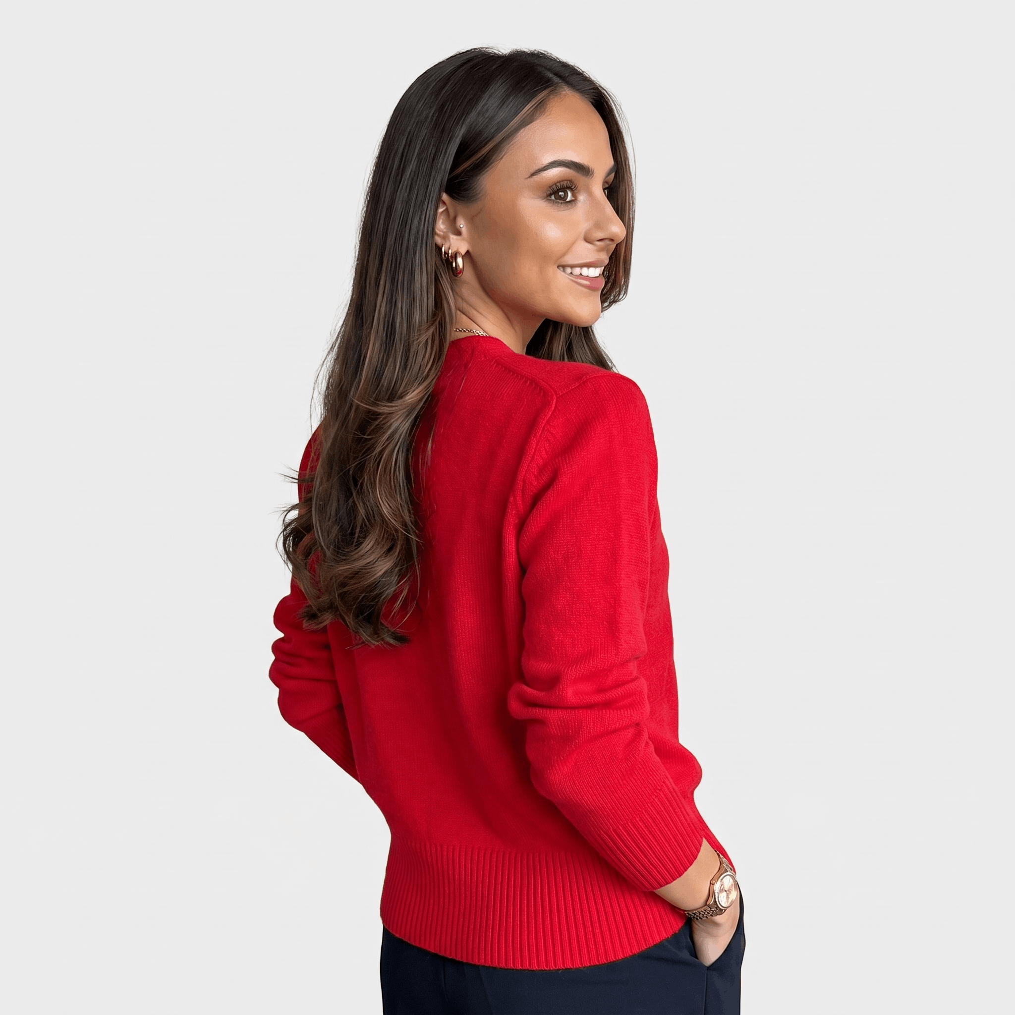 Leila V-Neck Soft Knit Cardigan – Heart Button Topper