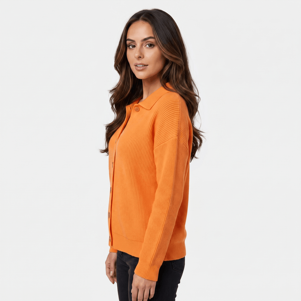 Camille Collared Knit Cardigan – Button Front Soft Layer