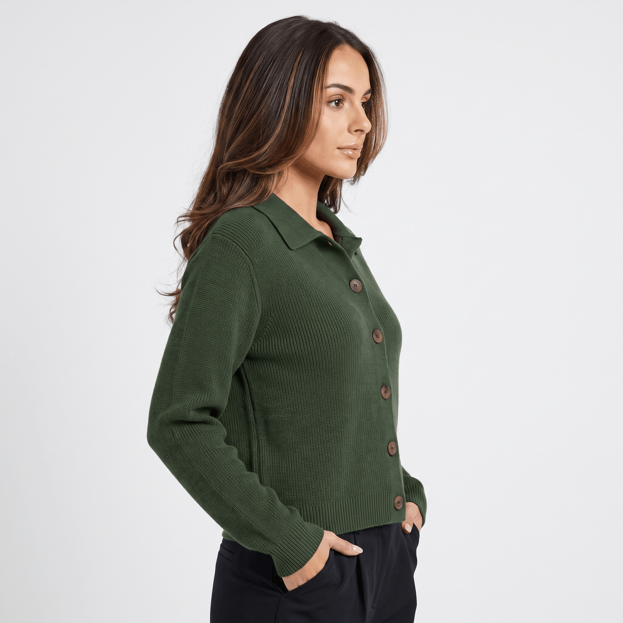 Camille Collared Knit Cardigan – Button Front Soft Layer