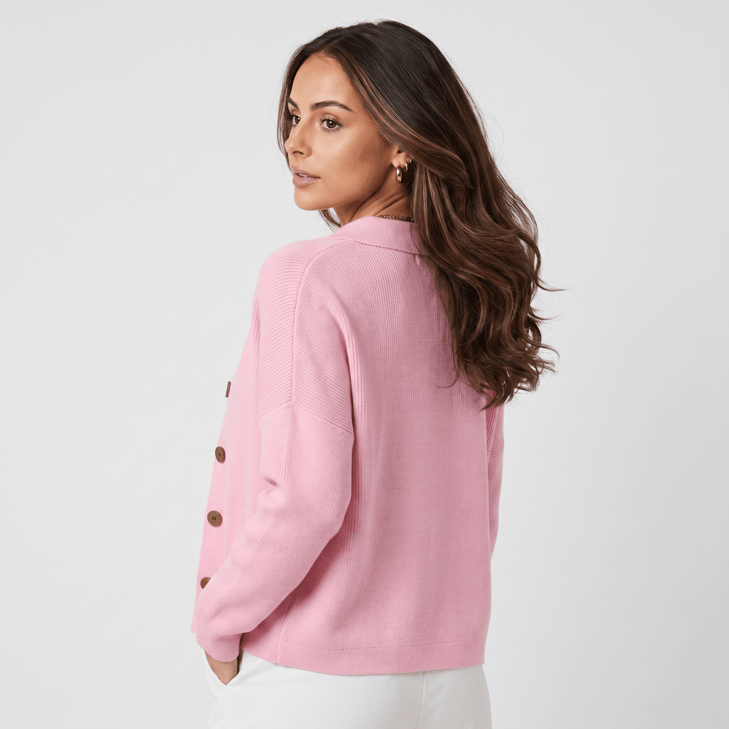 Camille Collared Knit Cardigan – Button Front Soft Layer