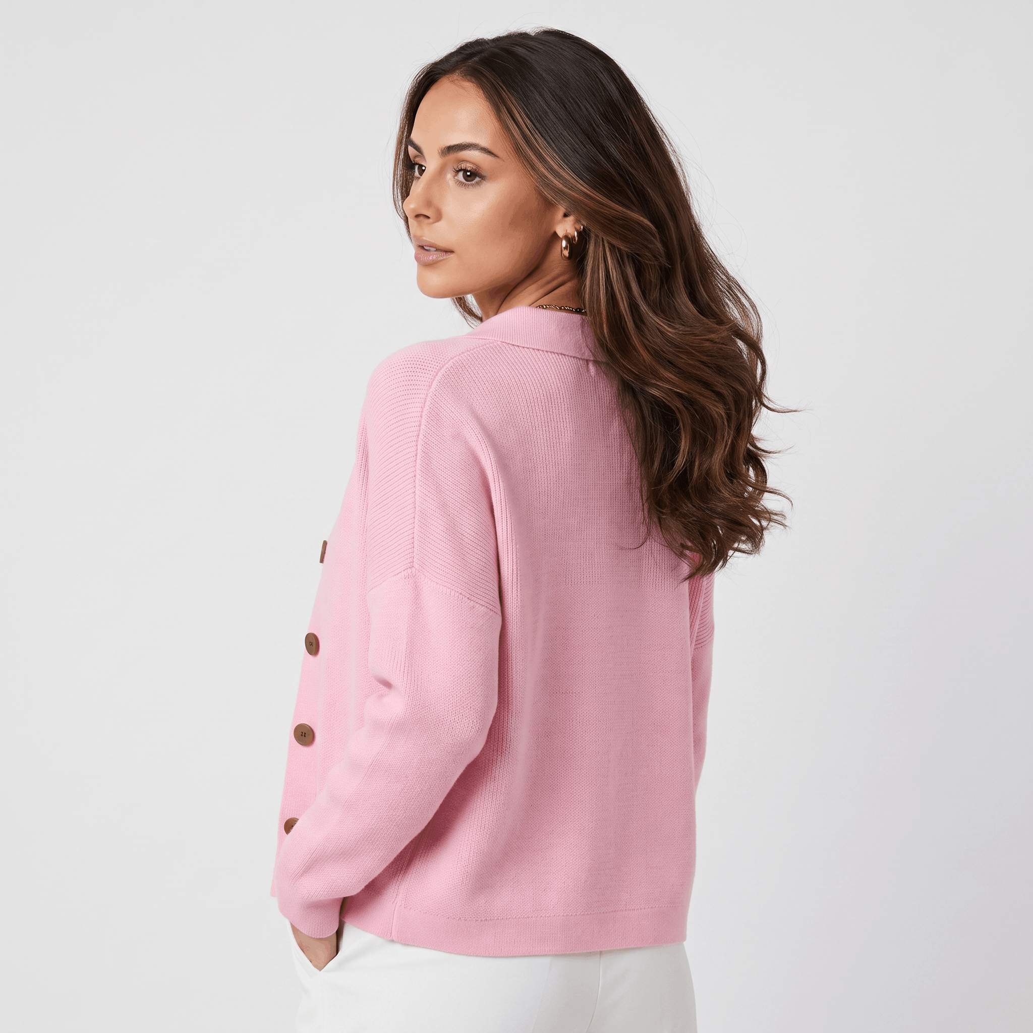 Camille Collared Knit Cardigan – Button Front Soft Layer