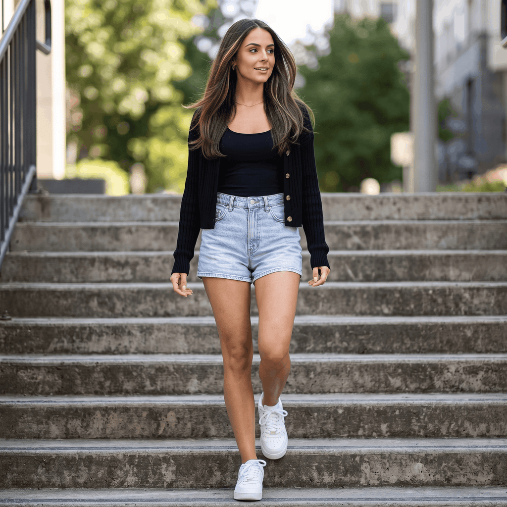 Bianca Cropped Ribbed Knit Cardigan – V-Neck Button Front Layer