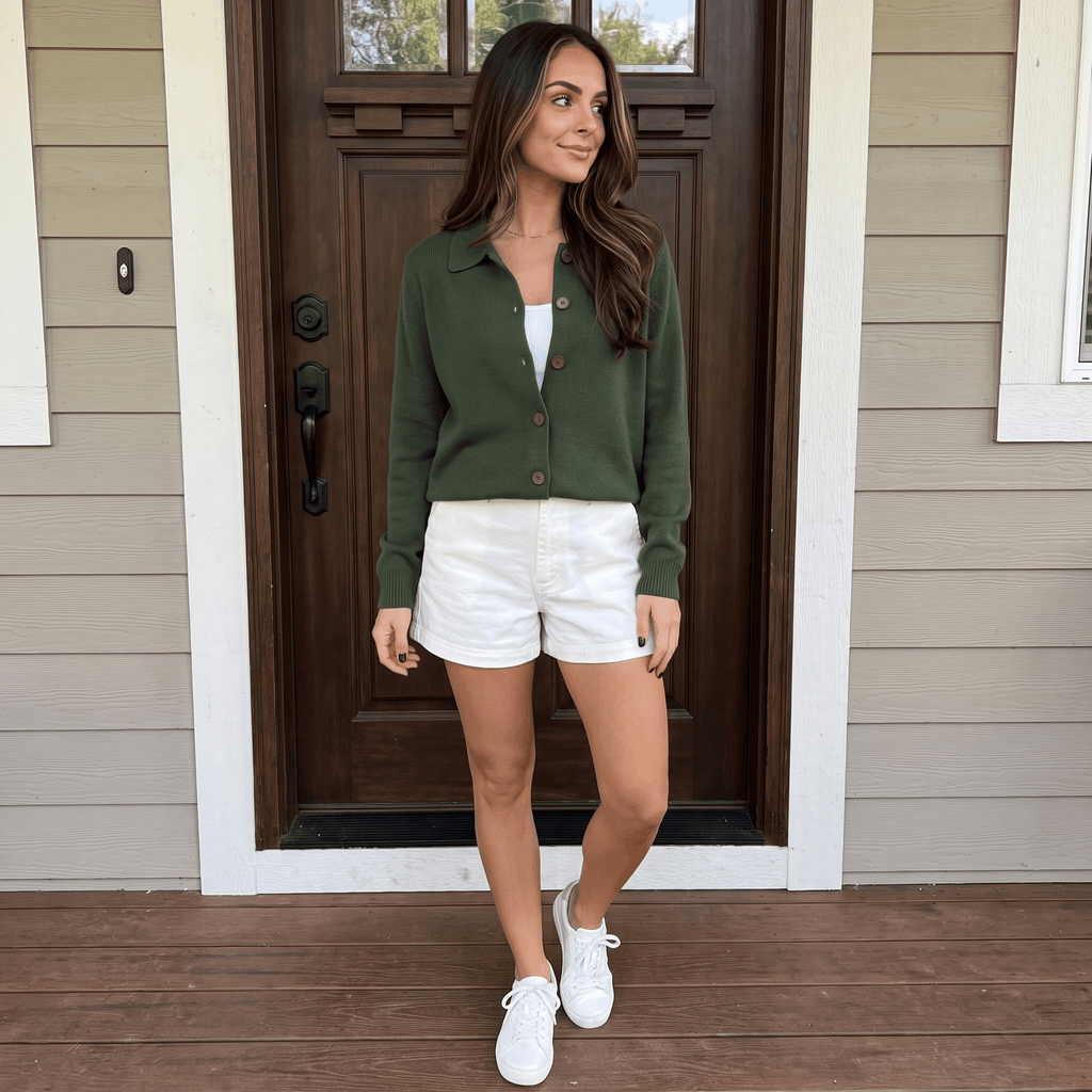 Camille Collared Knit Cardigan – Button Front Soft Layer