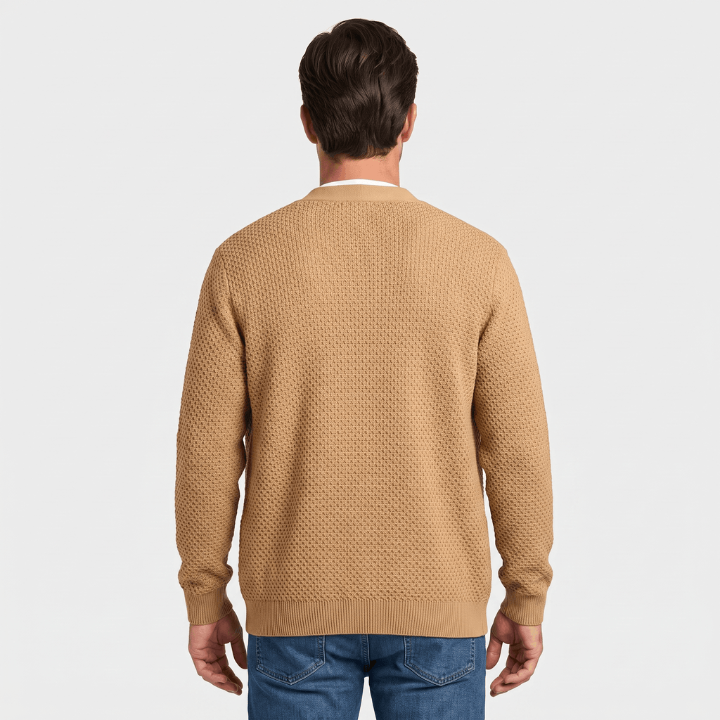 Alberto Honeycomb Knit Cardigan – Open Front Pocket Layer