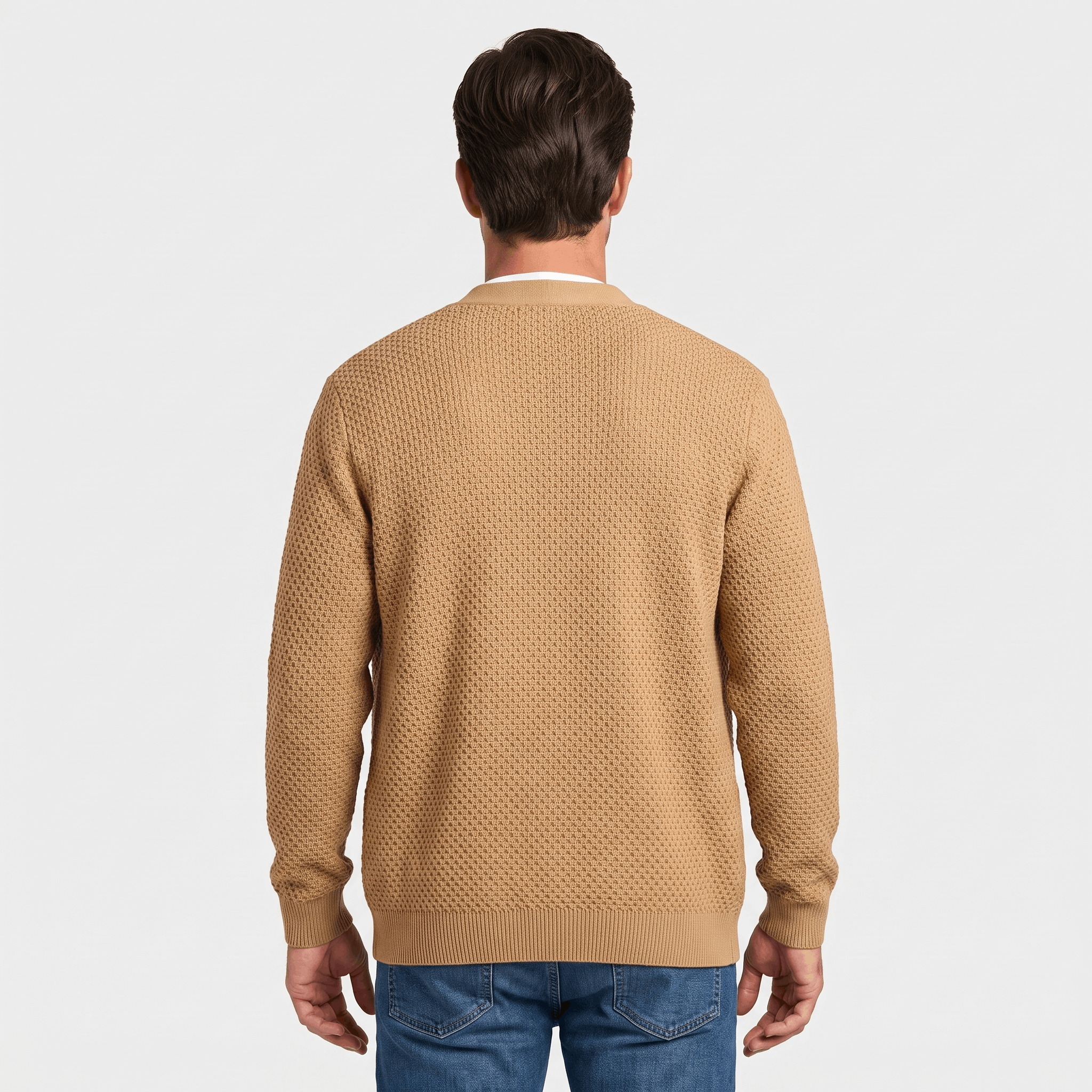 Alberto Honeycomb Knit Cardigan – Open Front Pocket Layer