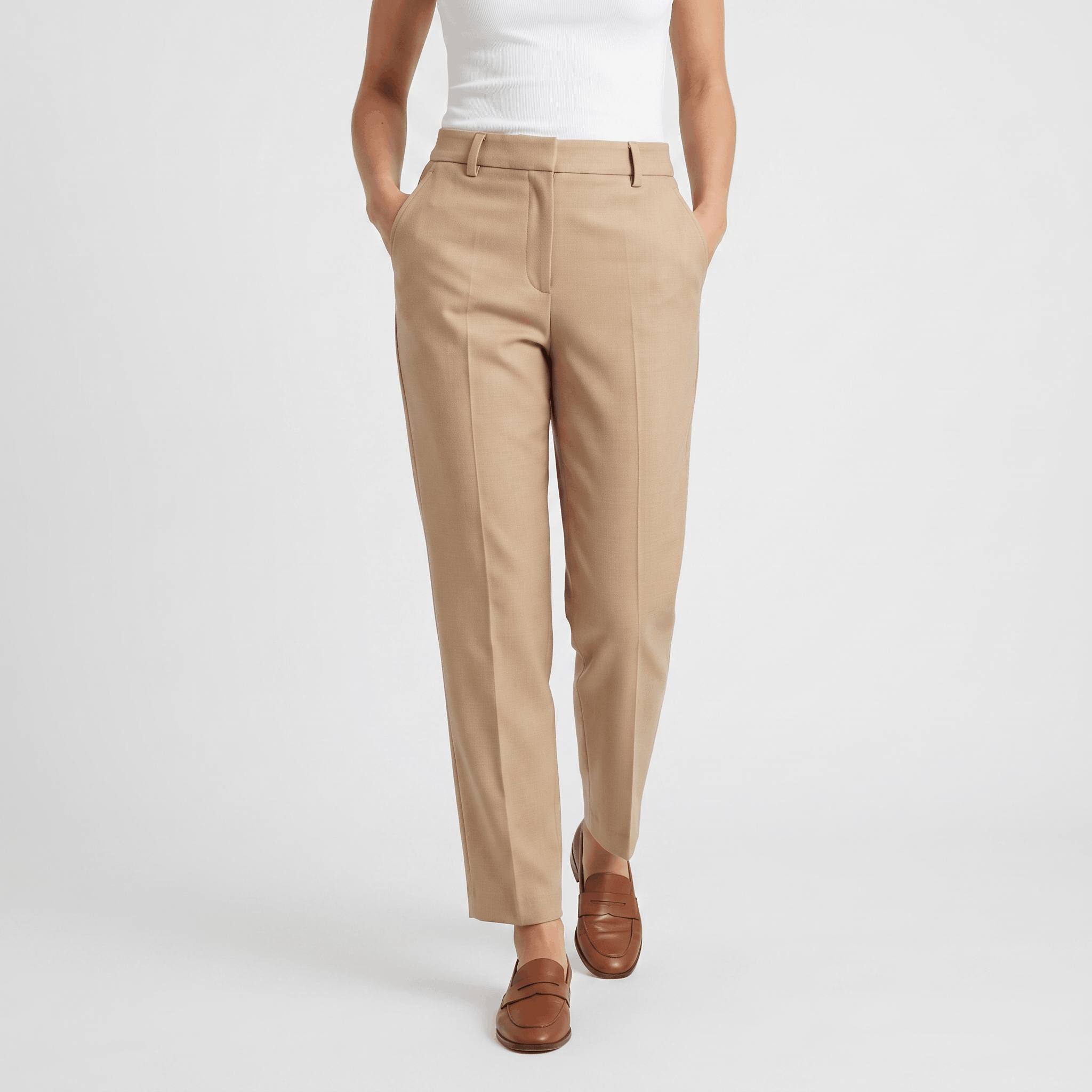 Audrey Wool Blend Pants – Tailored Slim Fit Trousers