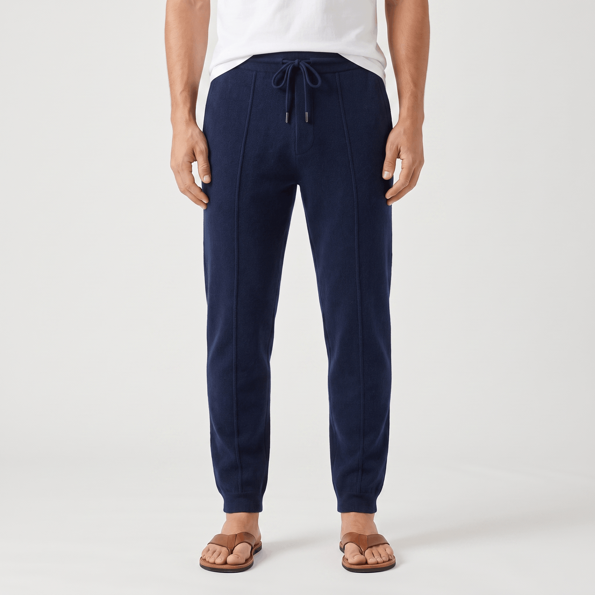Stefano Knit Drawstring Trousers – Relaxed Tapered Lounge Pants