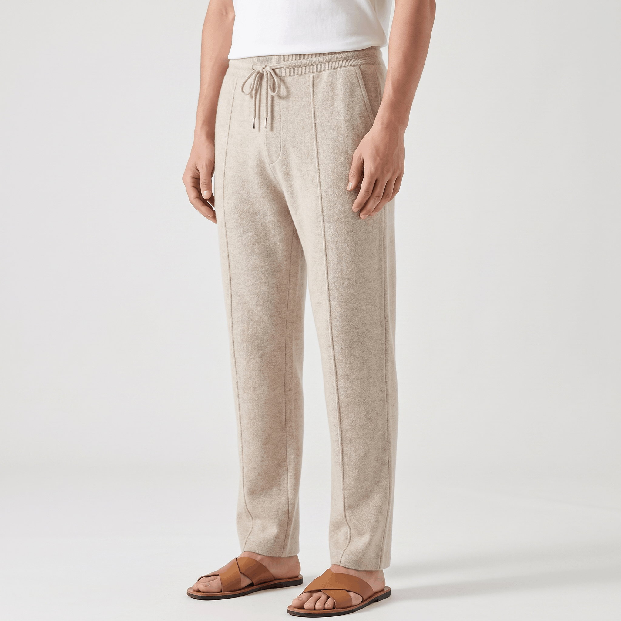 Giovanni Merino Wool Drawstring Pants – Relaxed Tapered Trousers