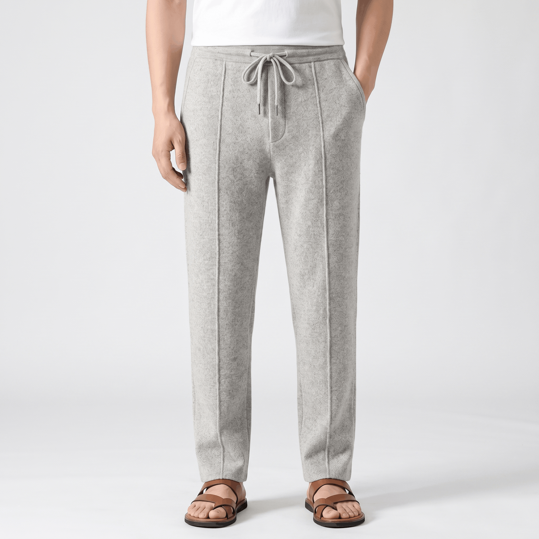 Giovanni Merino Wool Drawstring Pants – Relaxed Tapered Trousers