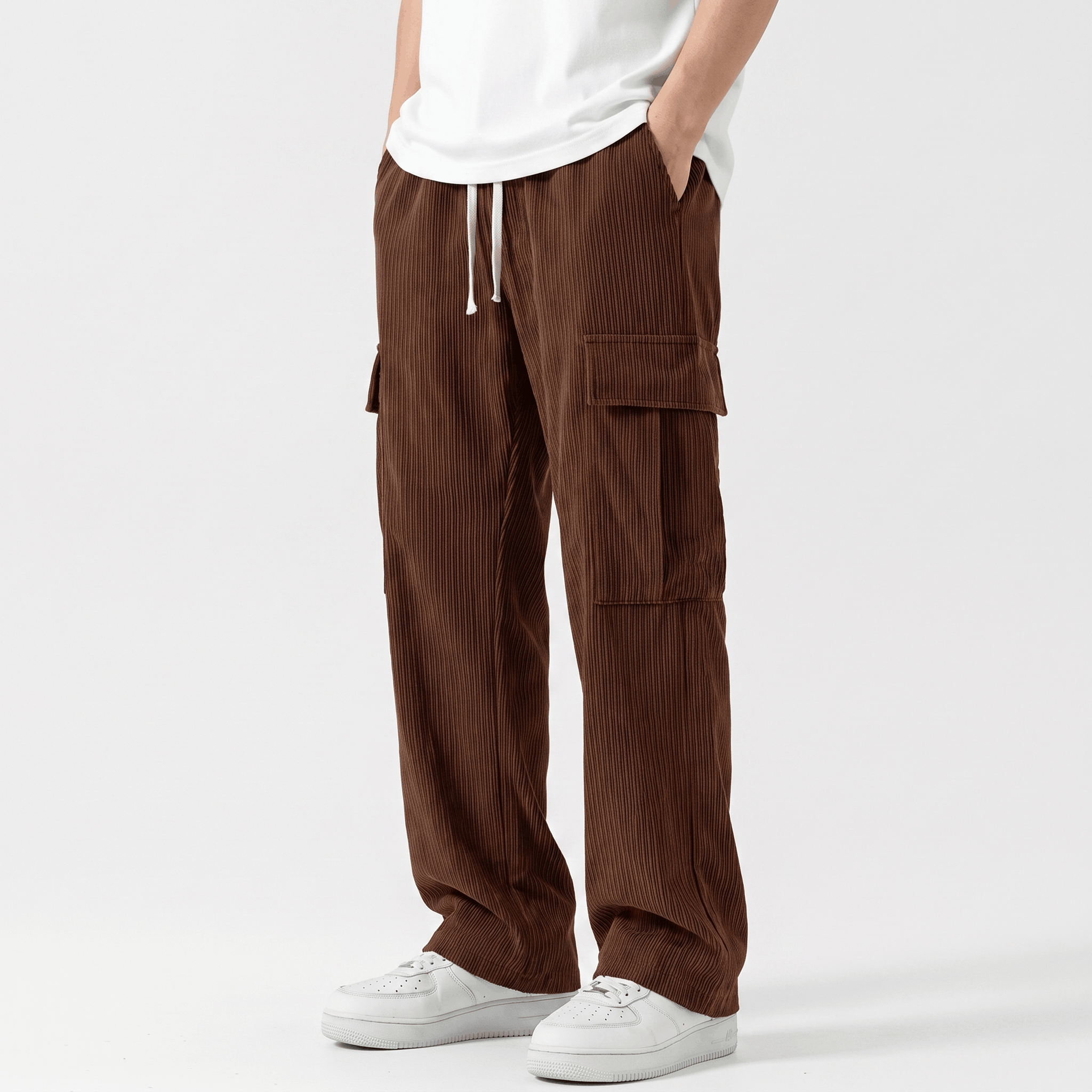 Matteo Corduroy Cargo Pants – Relaxed Wide Leg Trousers