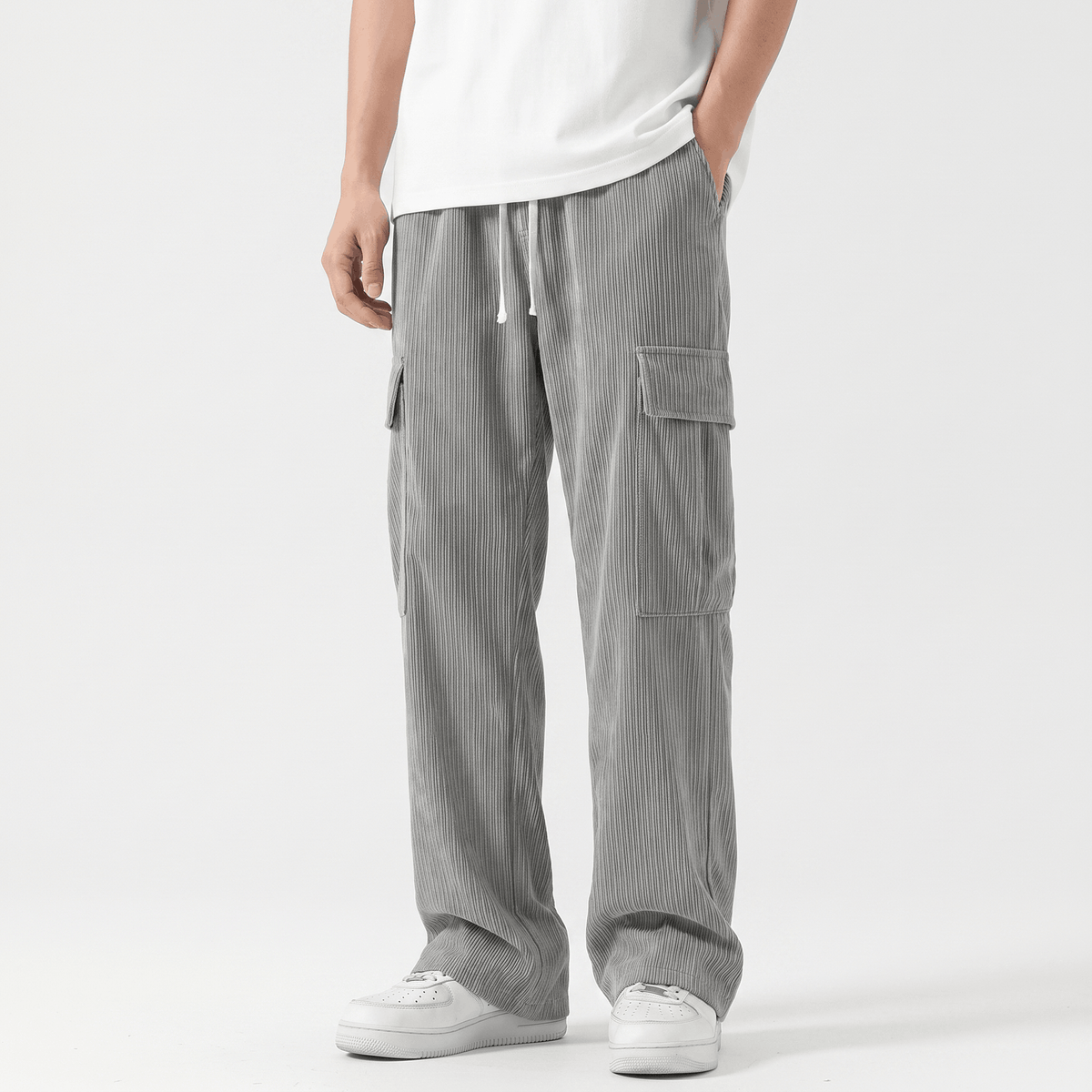 Matteo Corduroy Cargo Pants – Relaxed Wide Leg Trousers
