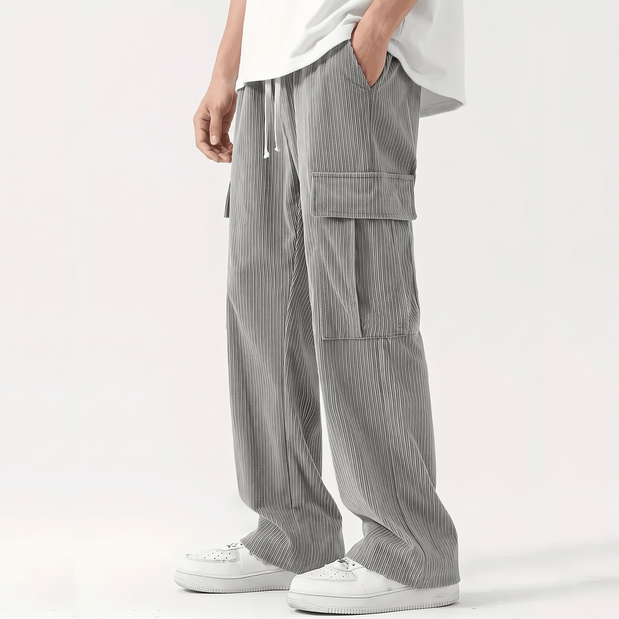 Matteo Corduroy Cargo Pants – Relaxed Wide Leg Trousers