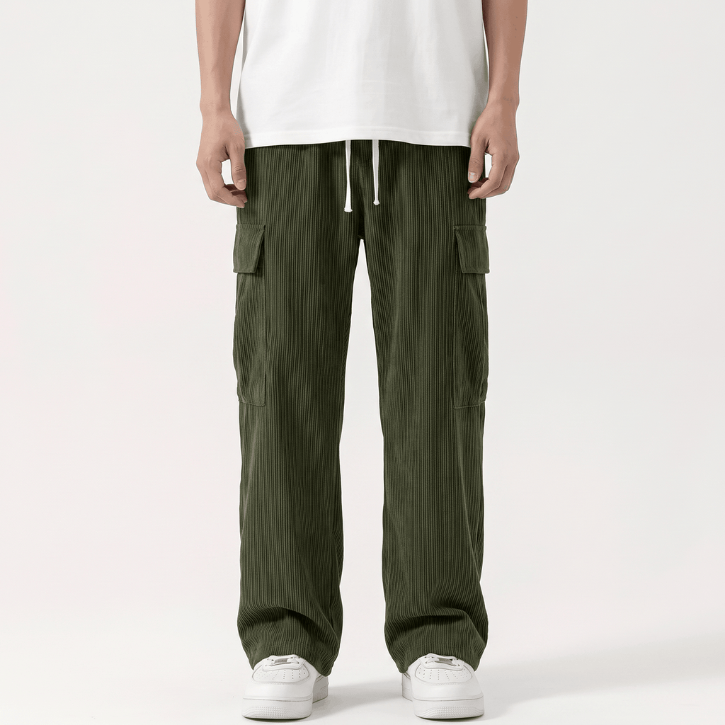 Matteo Corduroy Cargo Pants – Relaxed Wide Leg Trousers