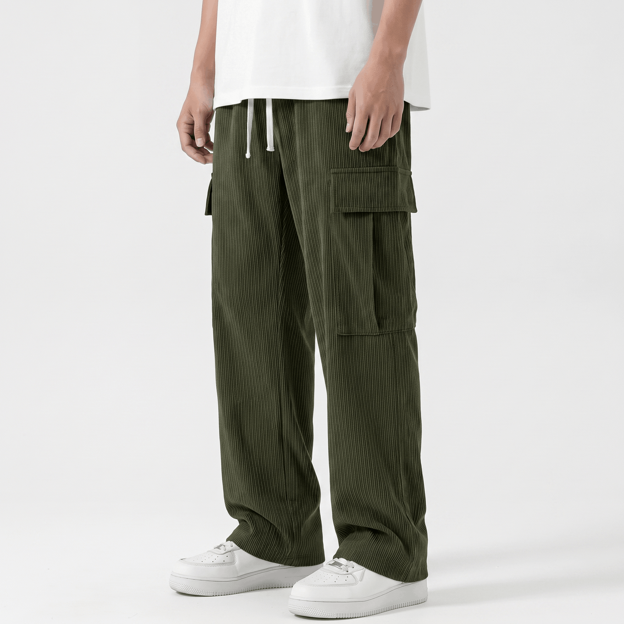 Matteo Corduroy Cargo Pants – Relaxed Wide Leg Trousers