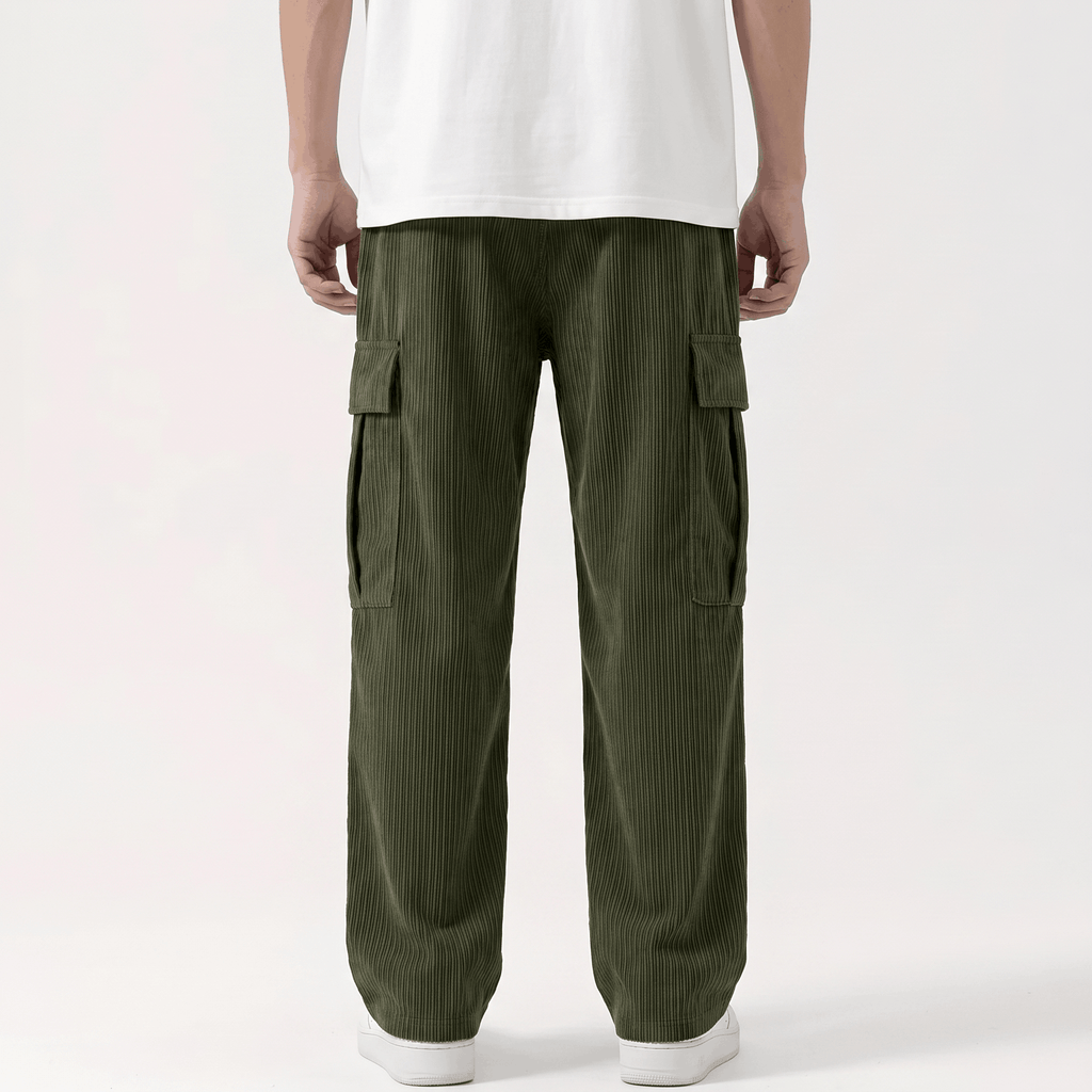 Matteo Corduroy Cargo Pants – Relaxed Wide Leg Trousers
