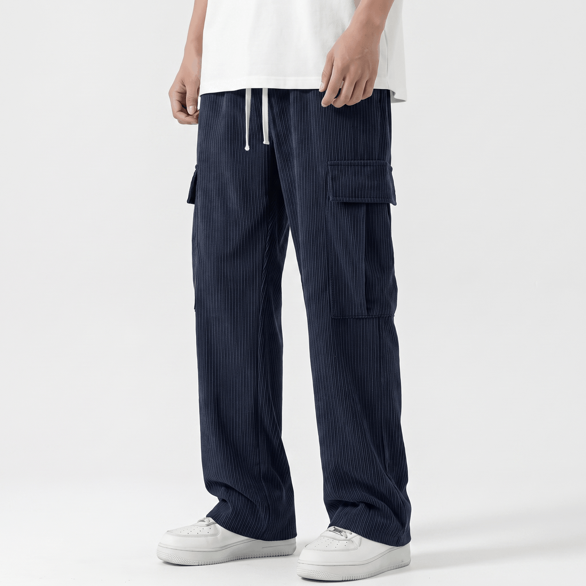 Matteo Corduroy Cargo Pants – Relaxed Wide Leg Trousers