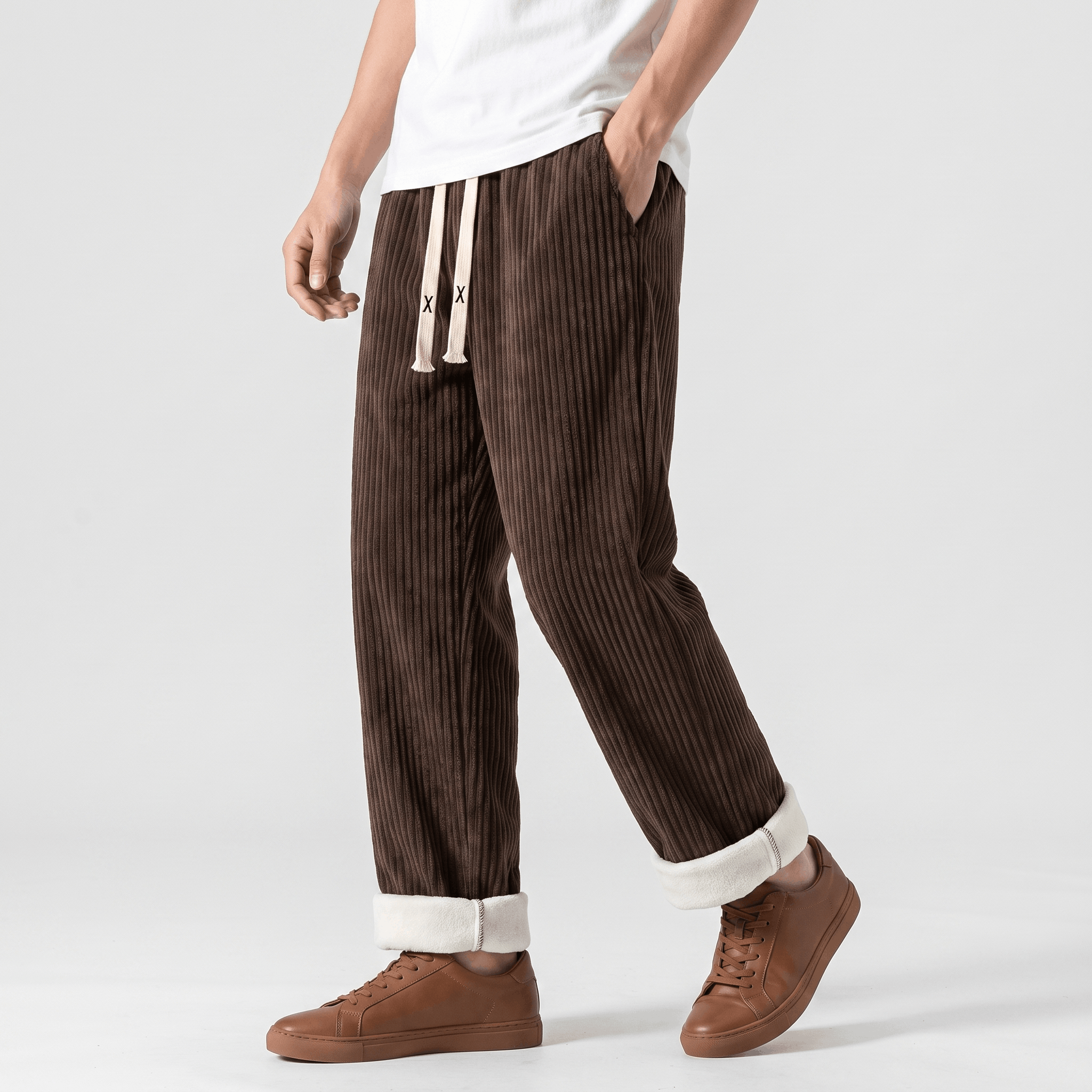 Luca Corduroy Sweatpants – Wide Leg Drawstring Joggers