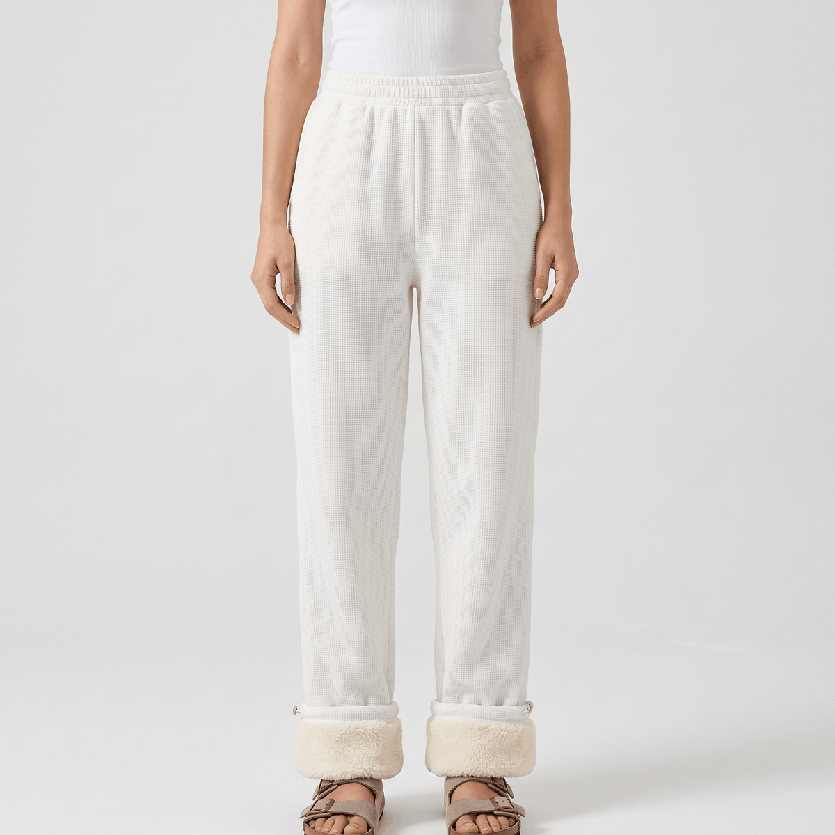 Camille Sherpa Fleece Lounge Pants – Cozy Straight Leg Joggers