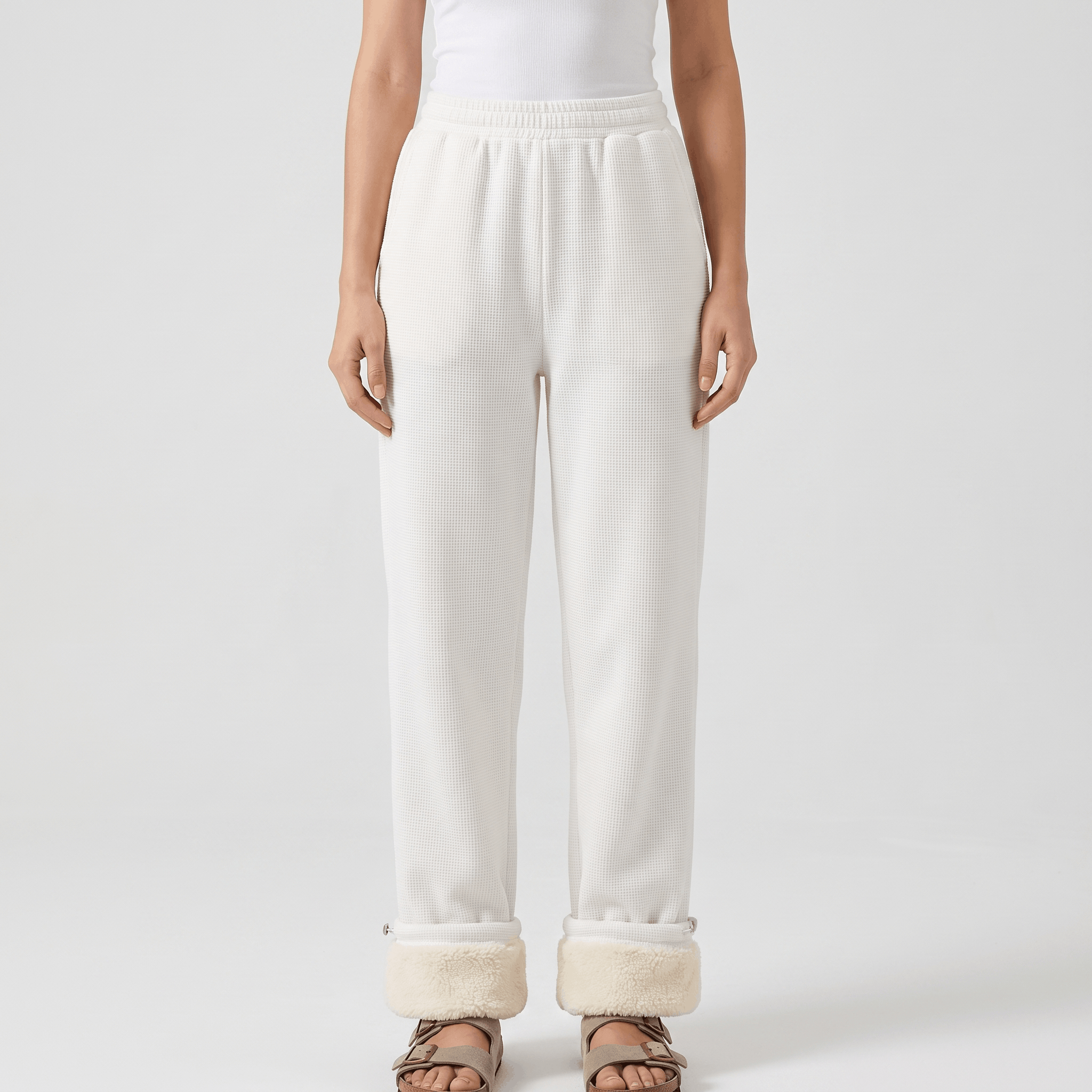 Camille Sherpa Fleece Lounge Pants – Cozy Straight Leg Joggers