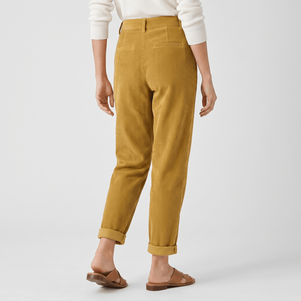 Trixy High Waist Corduroy Pants – Pleated Tapered Trousers