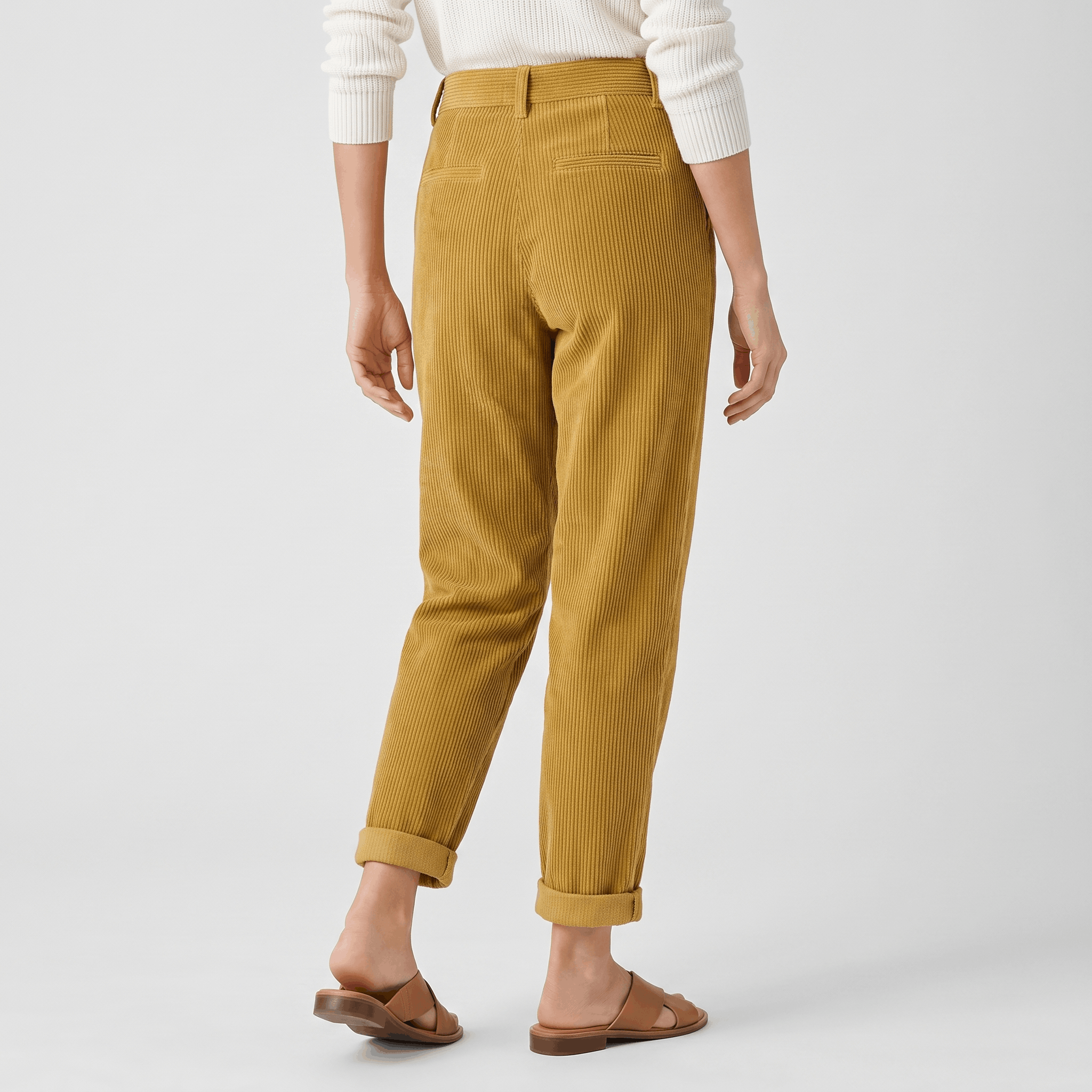 Trixy High Waist Corduroy Pants – Pleated Tapered Trousers
