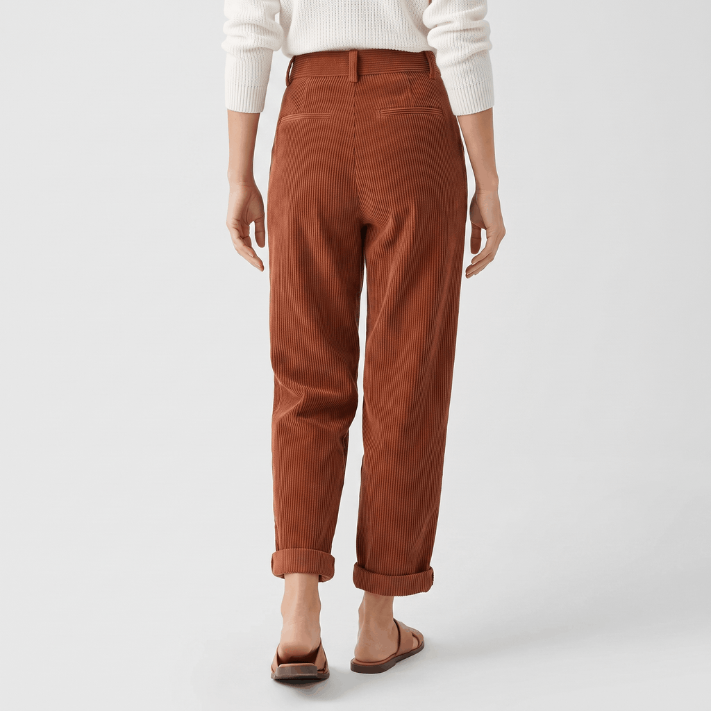 Trixy High Waist Corduroy Pants – Pleated Tapered Trousers