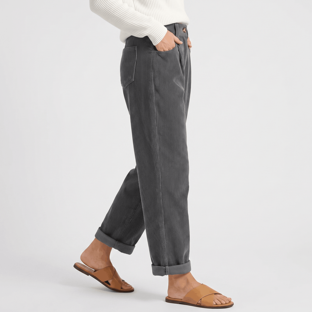 Trixy High Waist Corduroy Pants – Pleated Tapered Trousers