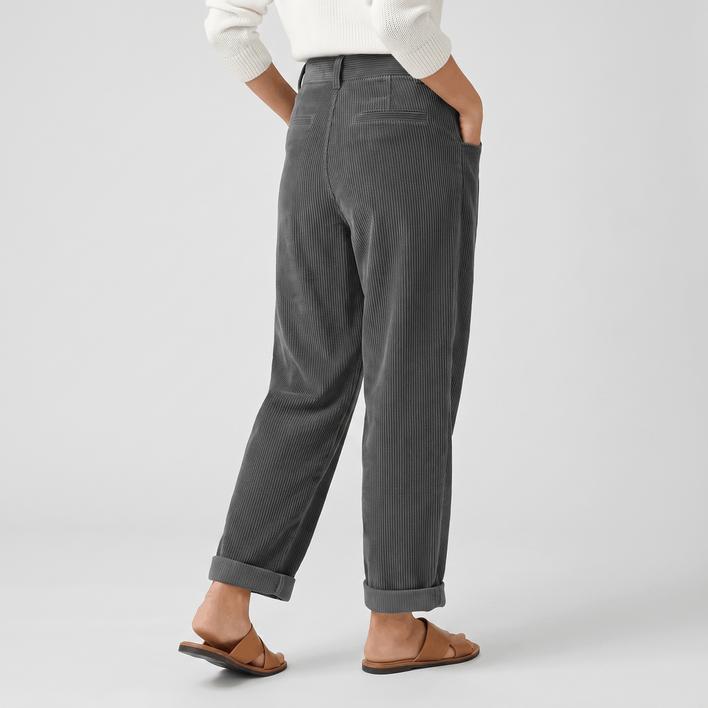 Trixy High Waist Corduroy Pants – Pleated Tapered Trousers