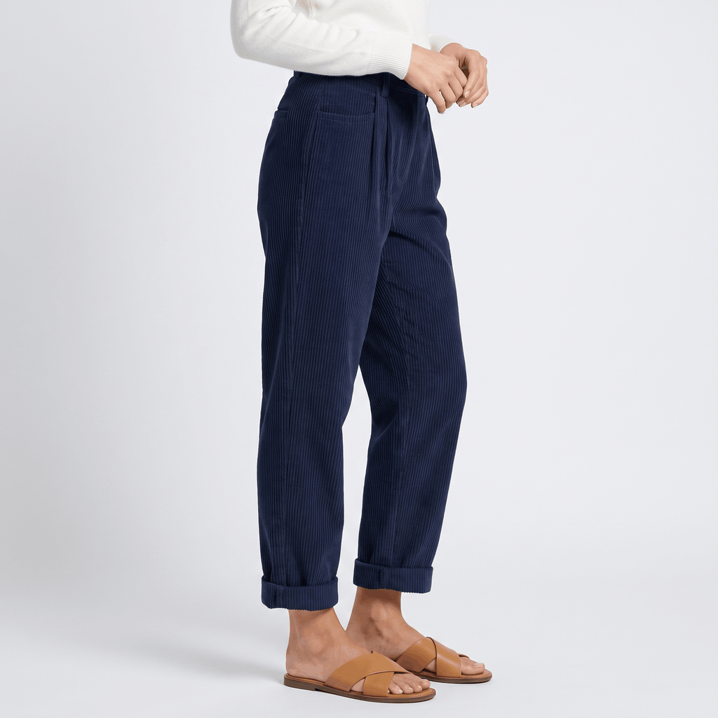 Trixy High Waist Corduroy Pants – Pleated Tapered Trousers