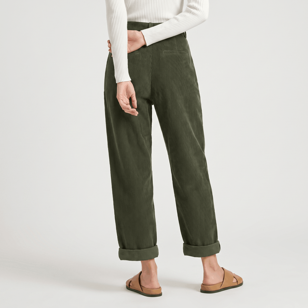 Trixy High Waist Corduroy Pants – Pleated Tapered Trousers