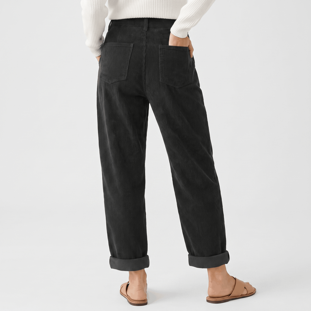 Trixy High Waist Corduroy Pants – Pleated Tapered Trousers