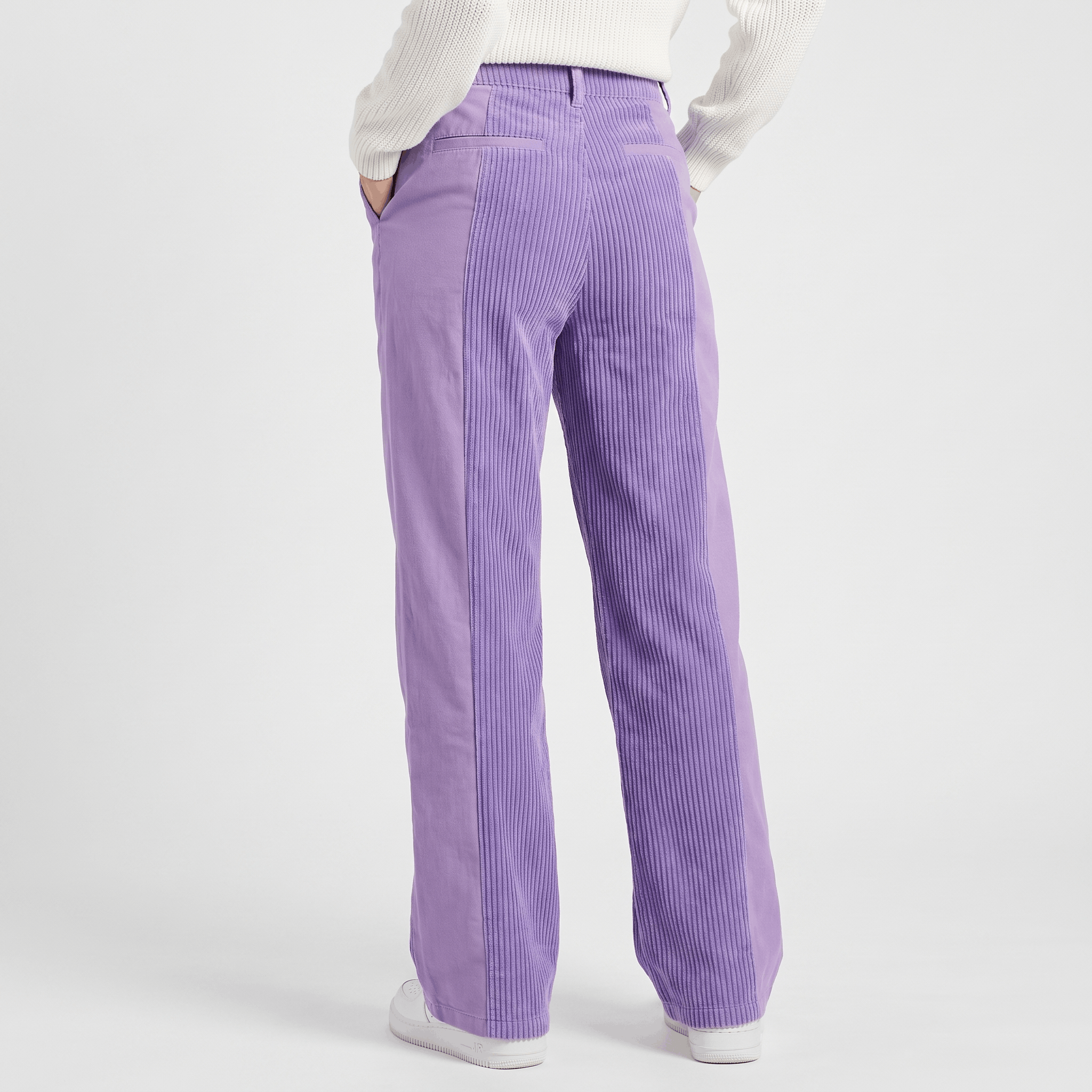 Elise Two-Tone Corduroy Pants – Straight Leg Casual Trousers