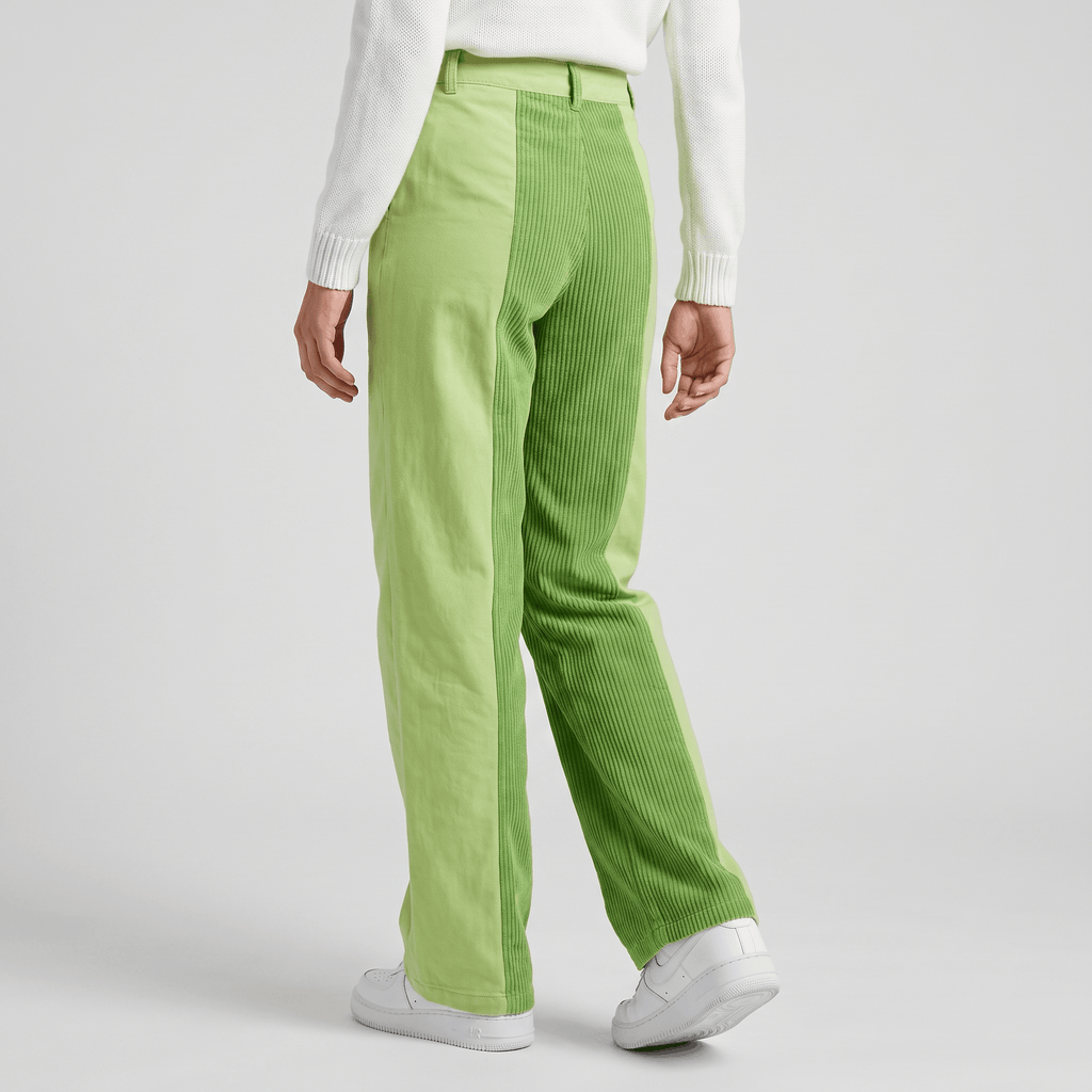 Elise Two-Tone Corduroy Pants – Straight Leg Casual Trousers