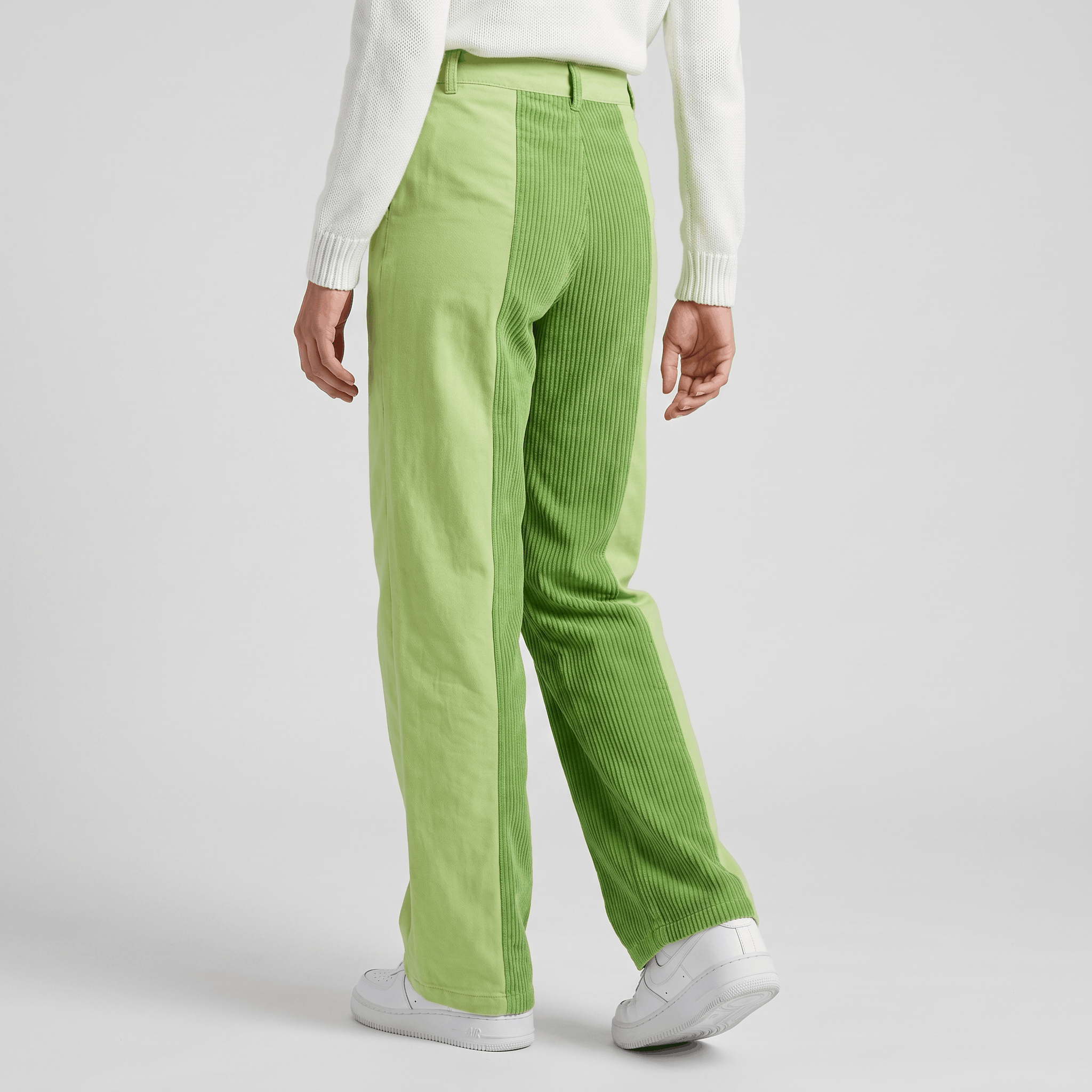 Elise Two-Tone Corduroy Pants – Straight Leg Casual Trousers