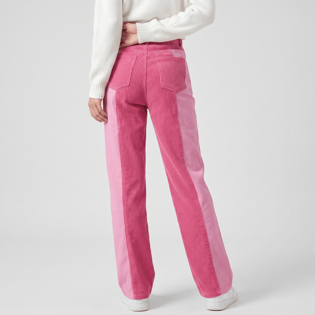 Elise Two-Tone Corduroy Pants – Straight Leg Casual Trousers