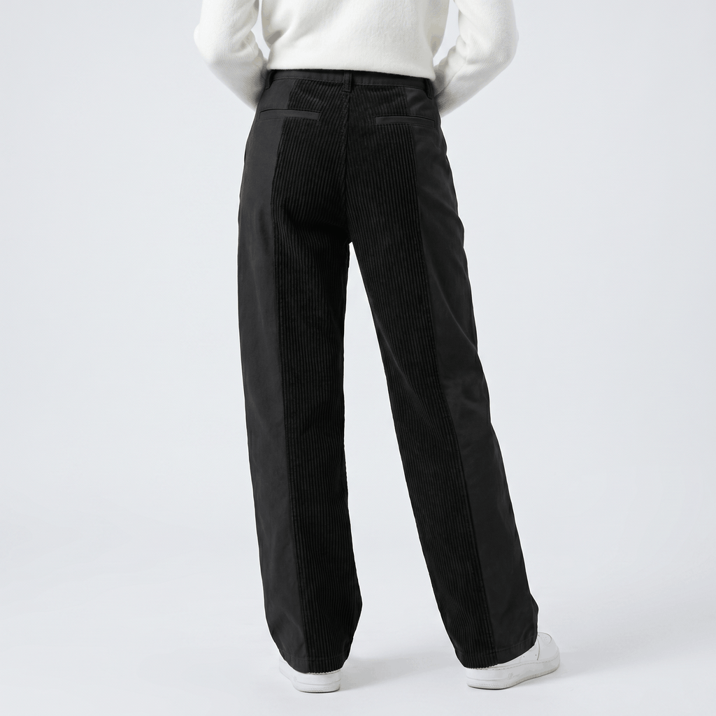 Elise Two-Tone Corduroy Pants – Straight Leg Casual Trousers