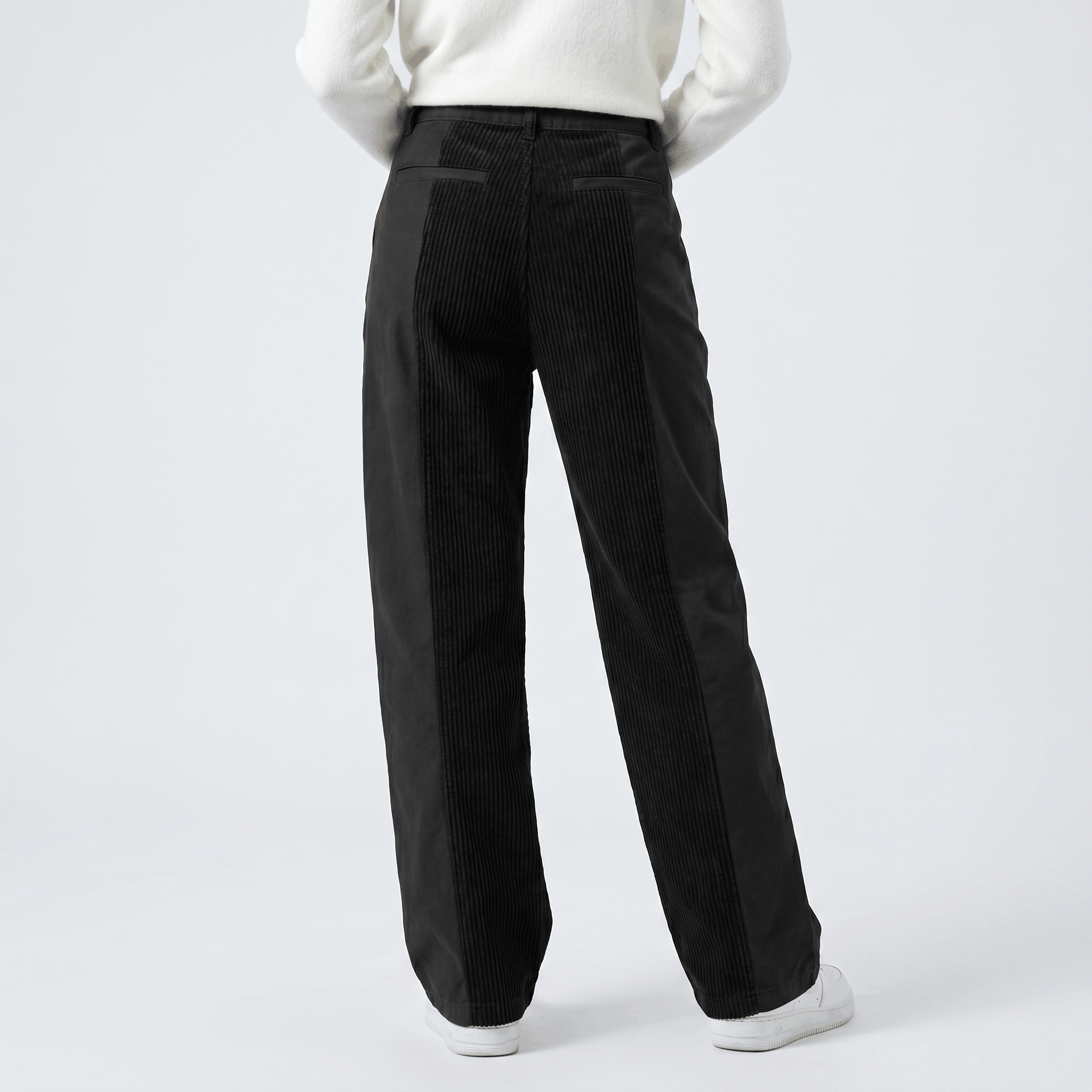 Elise Two-Tone Corduroy Pants – Straight Leg Casual Trousers