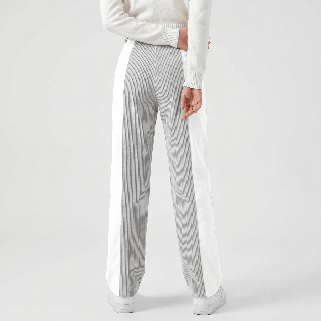 Elise Two-Tone Corduroy Pants – Straight Leg Casual Trousers