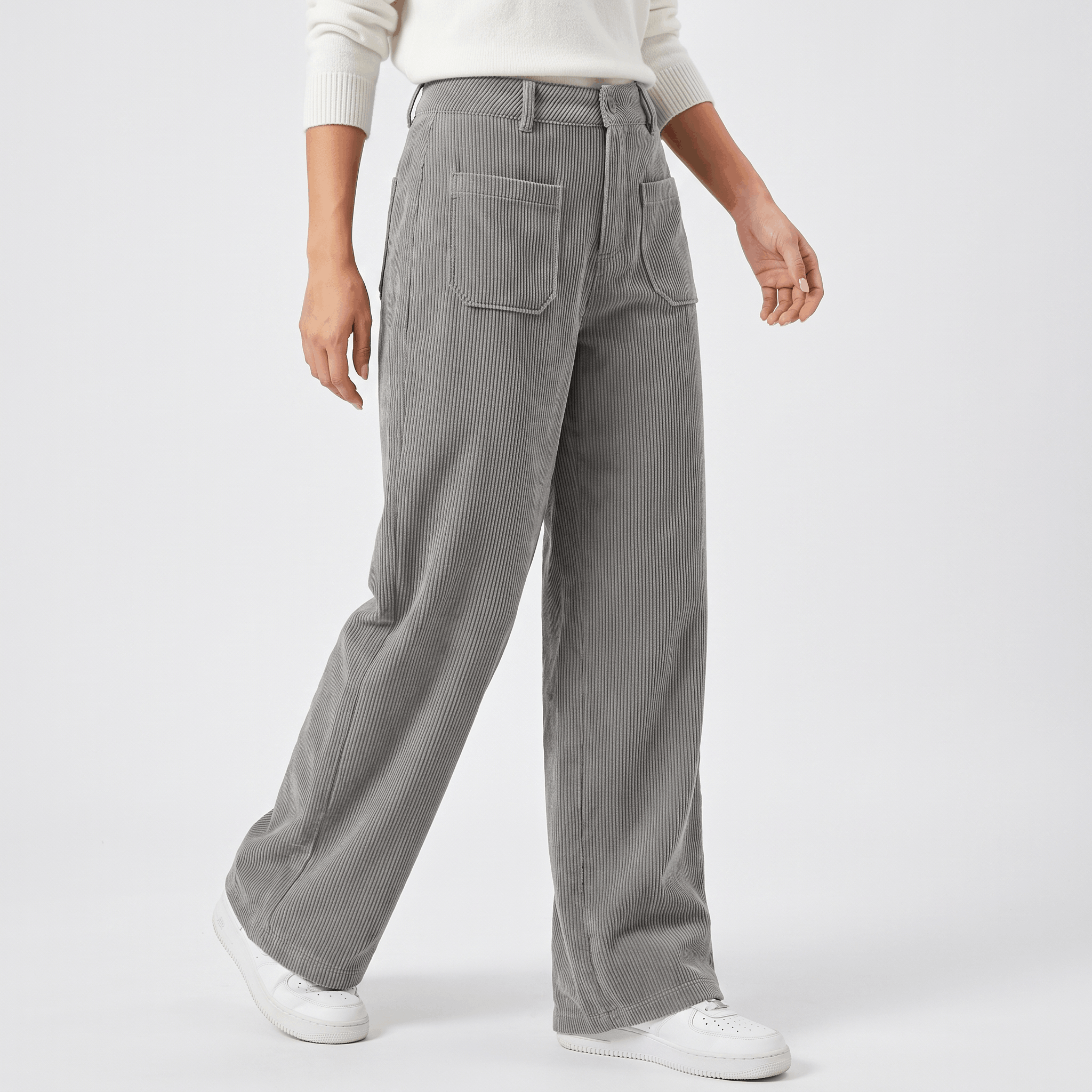 Monroe High Waist Corduroy Pants – Wide Leg Casual Trousers