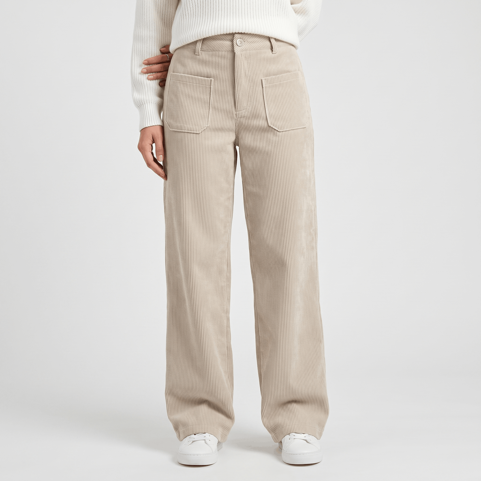 Monroe High Waist Corduroy Pants – Wide Leg Casual Trousers