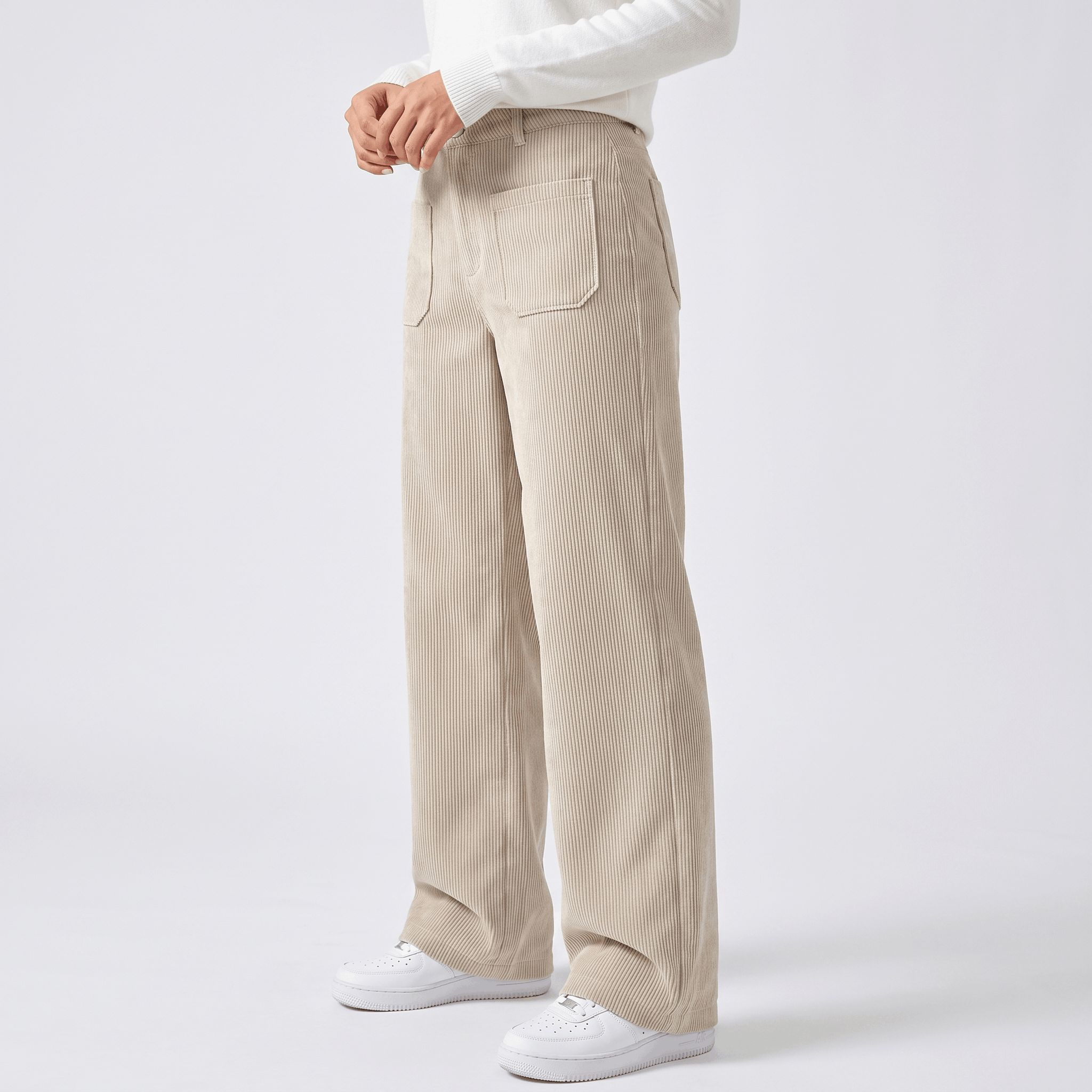 Monroe High Waist Corduroy Pants – Wide Leg Casual Trousers