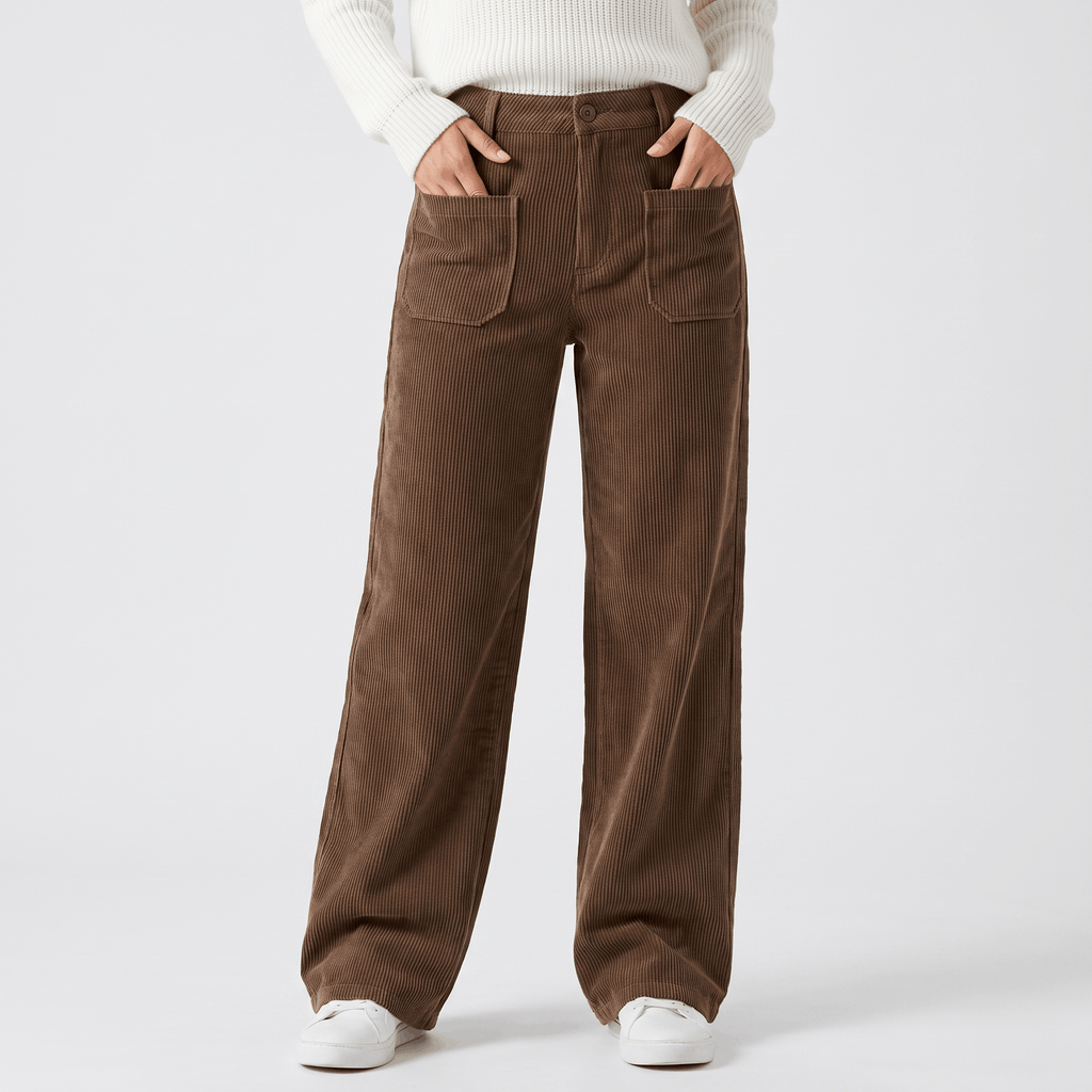 Monroe High Waist Corduroy Pants – Wide Leg Casual Trousers