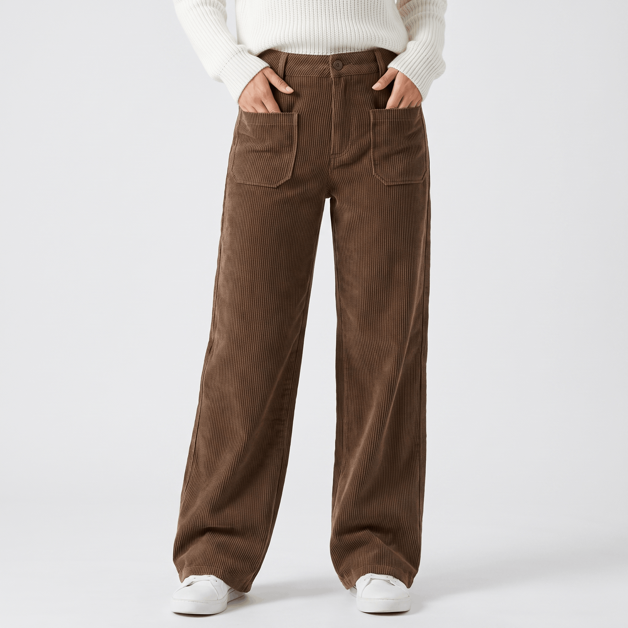 Monroe High Waist Corduroy Pants – Wide Leg Casual Trousers
