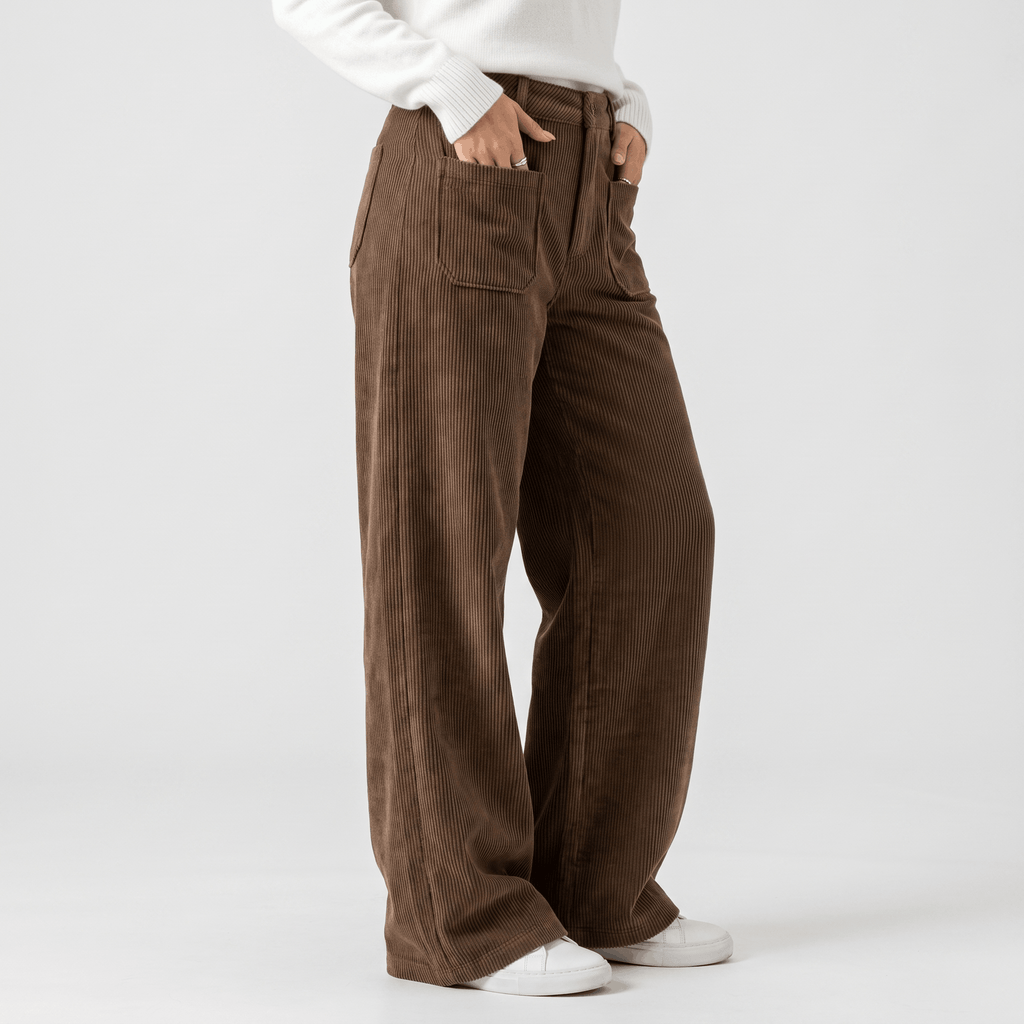 Monroe High Waist Corduroy Pants – Wide Leg Casual Trousers