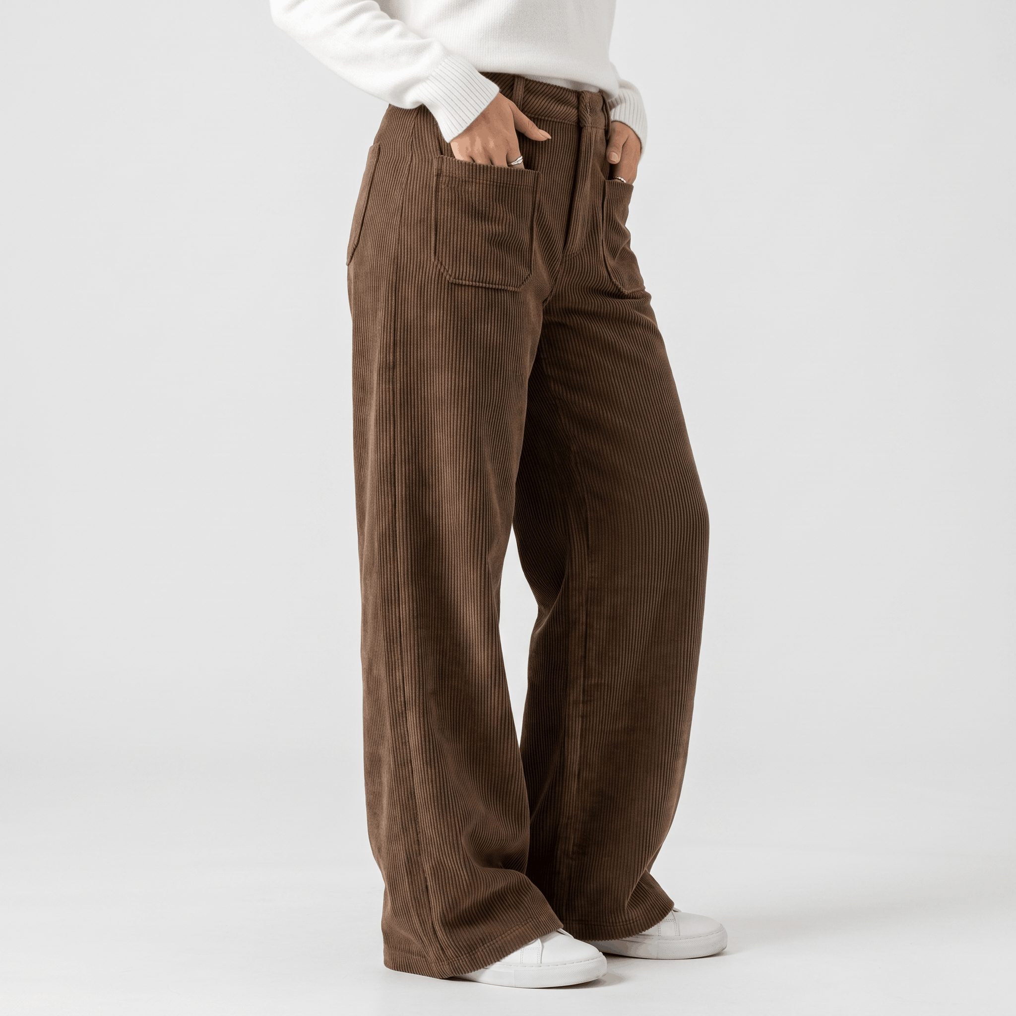 Monroe High Waist Corduroy Pants – Wide Leg Casual Trousers