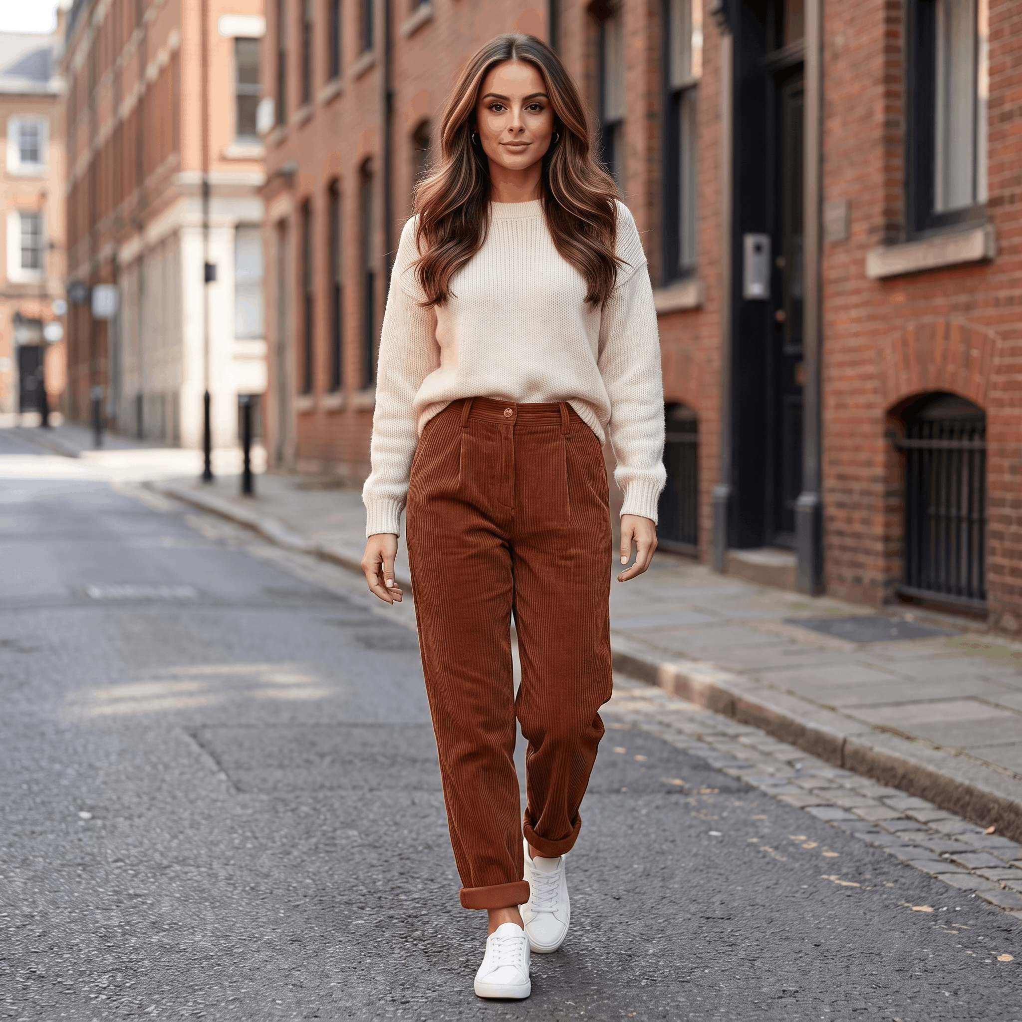 Trixy High Waist Corduroy Pants – Pleated Tapered Trousers