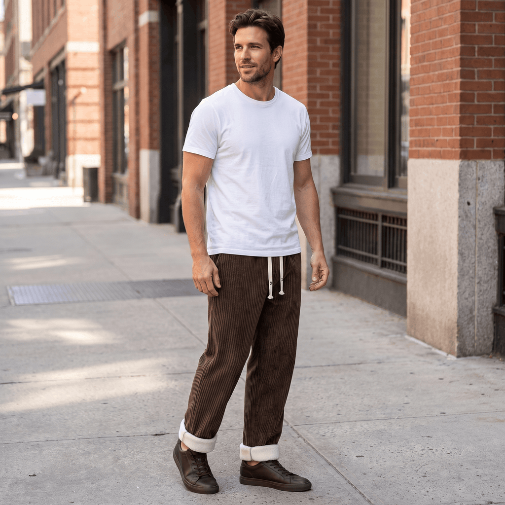 Luca Corduroy Sweatpants – Wide Leg Drawstring Joggers