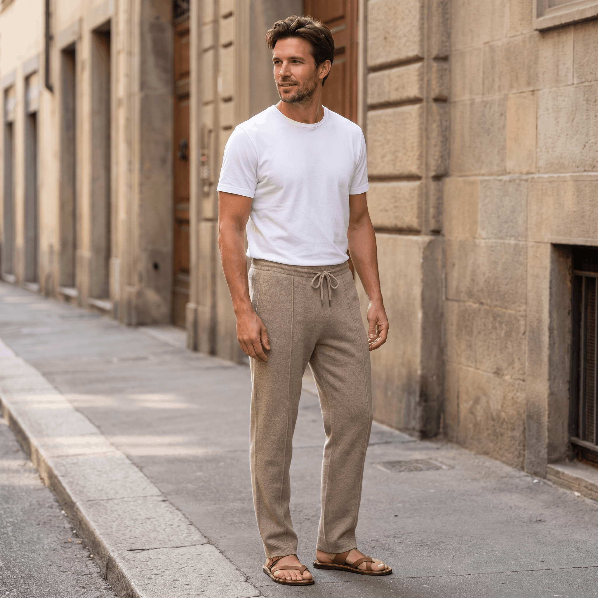 Giovanni Merino Wool Drawstring Pants – Relaxed Tapered Trousers