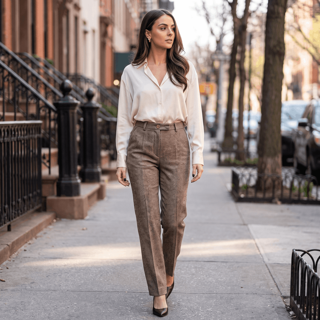 Vivienne Wool Blend Pants – High-Waisted Tailored Trousers